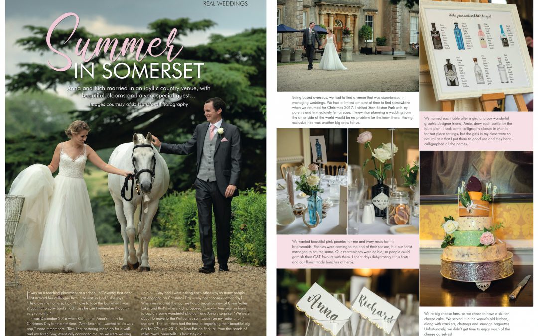 Anna & Richard’s Ston Easton Park wedding featured in Your Bristol & Somerset Wedding magazine!